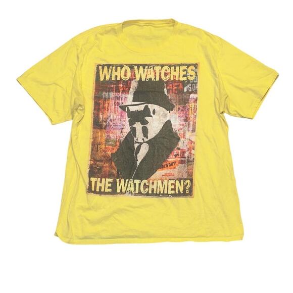 Vintage Watchmen Tee - Yellow Rorschach Comic Graphic L - Picture 1 of 2